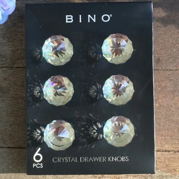 BINO Round-Cut Faceted Crystal Jewelry Look Gem Cabinet Drawer pulls NEW Set 6 - Picture 1 of 6